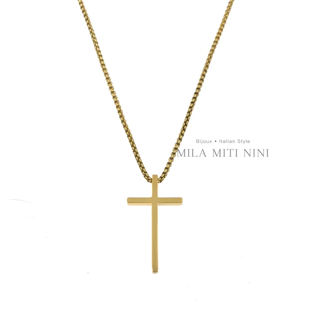 Croce Grande-Collana Corta in Acciaio - CAC450-276C