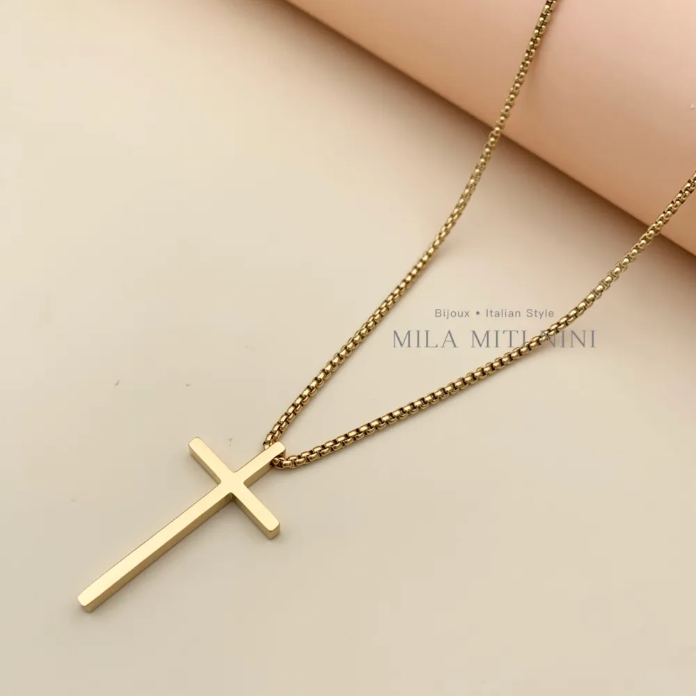 Croce Grande-Collana Corta in Acciaio - CAC450-276C