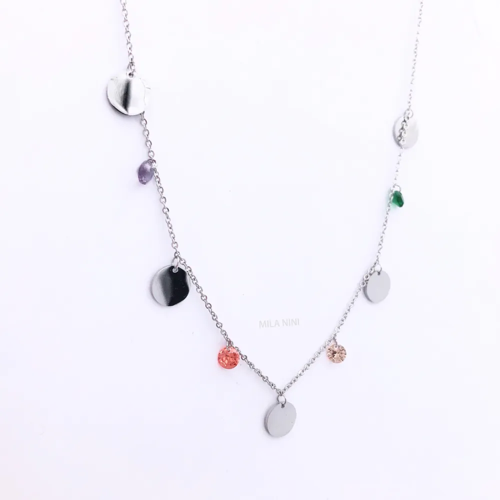 Tondo e zirconia 5037  - Collana Acciaio - CAC5037-Tondo e zirconia - Collana Corta in Acciaio