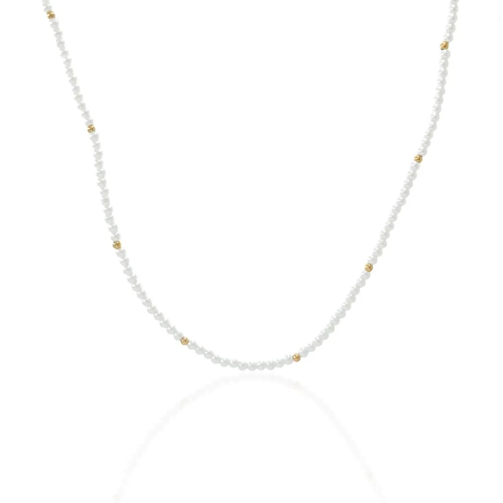 Perla  3mm-Collana Corta in Acciaio - CAC-514-145