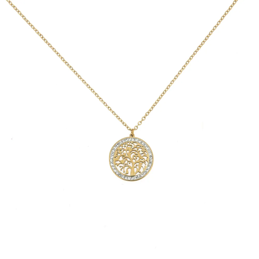 CAC6394-Albero della Vita- Collana Corta in Acciaio - CAC6394-Albero della Vita- Collana Corta in Acciaio