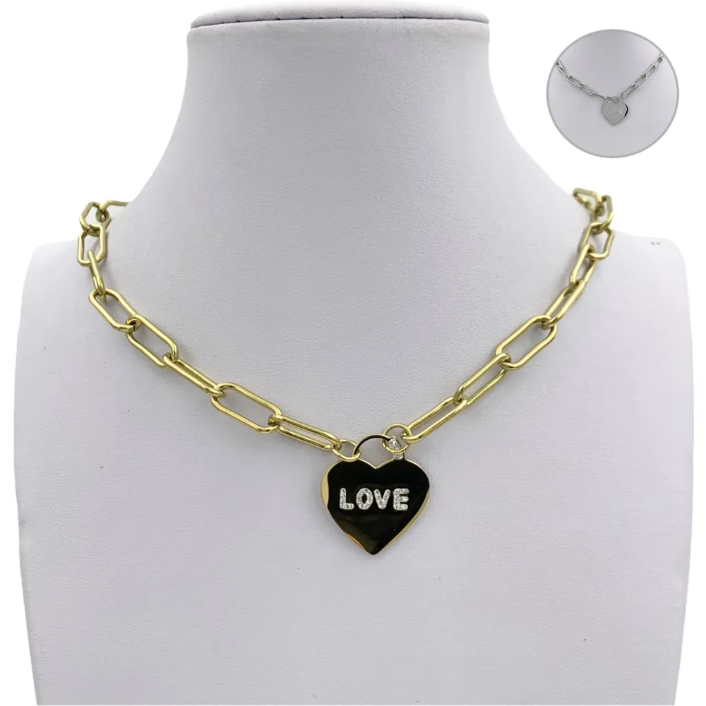 CAC64451-Cuore Love- Collana Corta in Acciaio - CAC6451-Cuore Love- Collana Corta in Acciaio