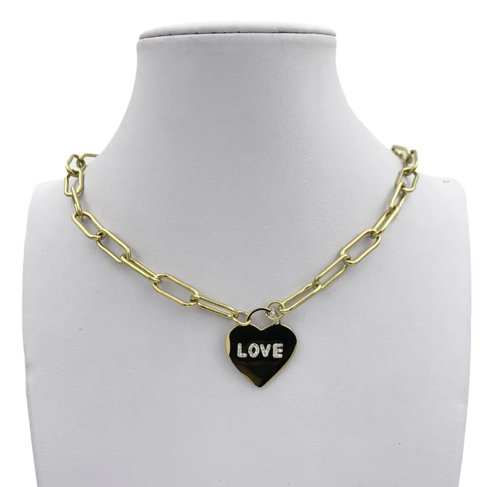 CAC64451-Cuore Love- Collana Corta in Acciaio - CAC6451-Cuore Love- Collana Corta in Acciaio