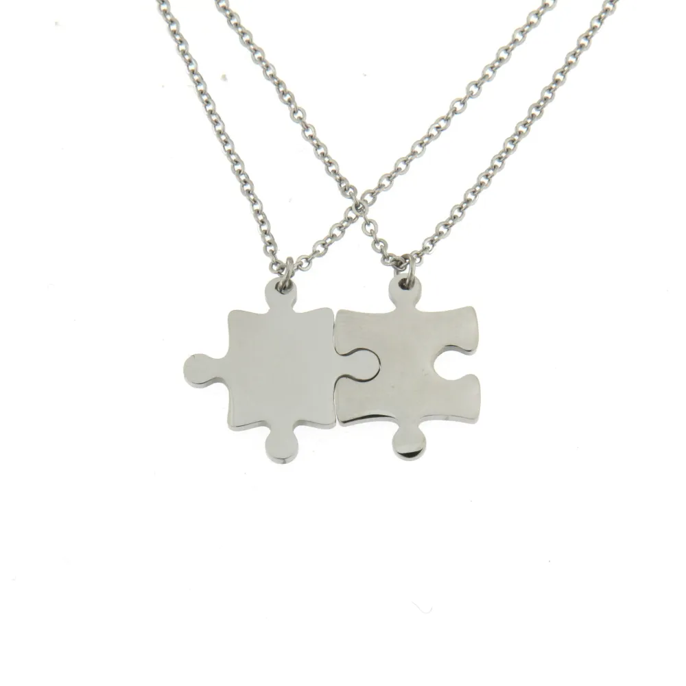 CAC6865-Puzzle Liscio -Collana Coppia Girocollo in Acciaio - CAC6865-Puzzle Liscio -Collana Coppia Girocollo in Acciaio