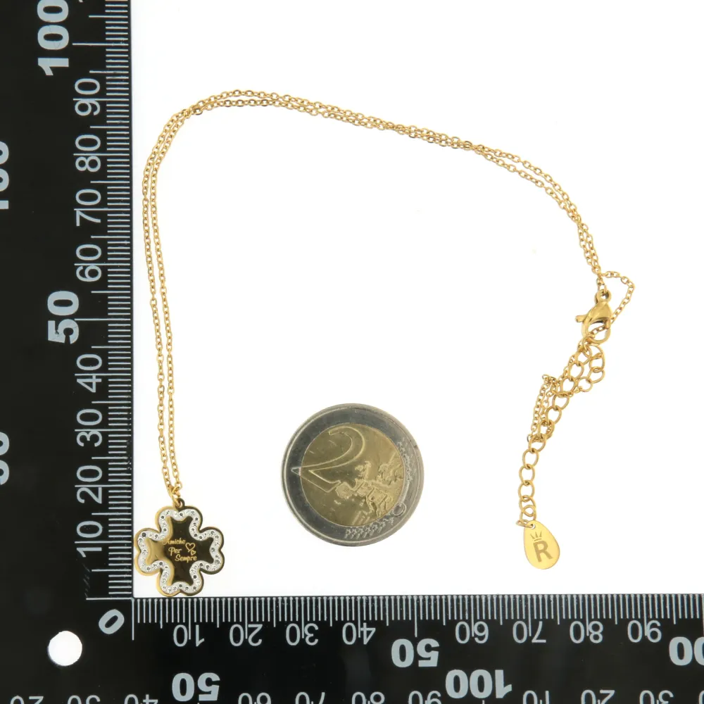 CAC7235-Quadrifoglio Amiche per Sempre-Collana Girocollo in Acc - CAC7235-Quadrifoglio Amiche per Sempre-Collana Girocollo in Acc
