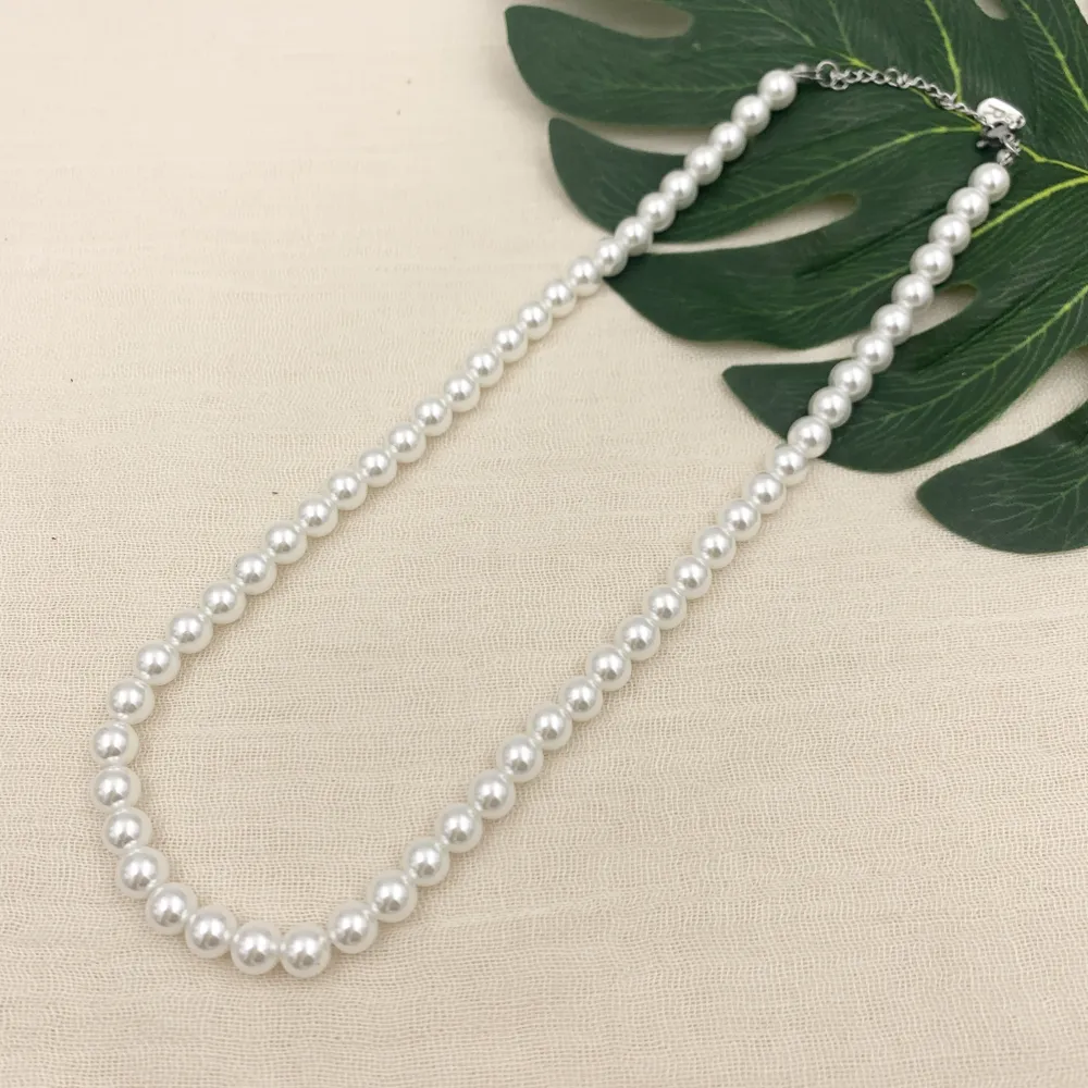 CAC7242-Perla 7 mm - Collana Corta in Acciaio - CAC7242-Perla 7 mm - Collana Corta in Acciaio