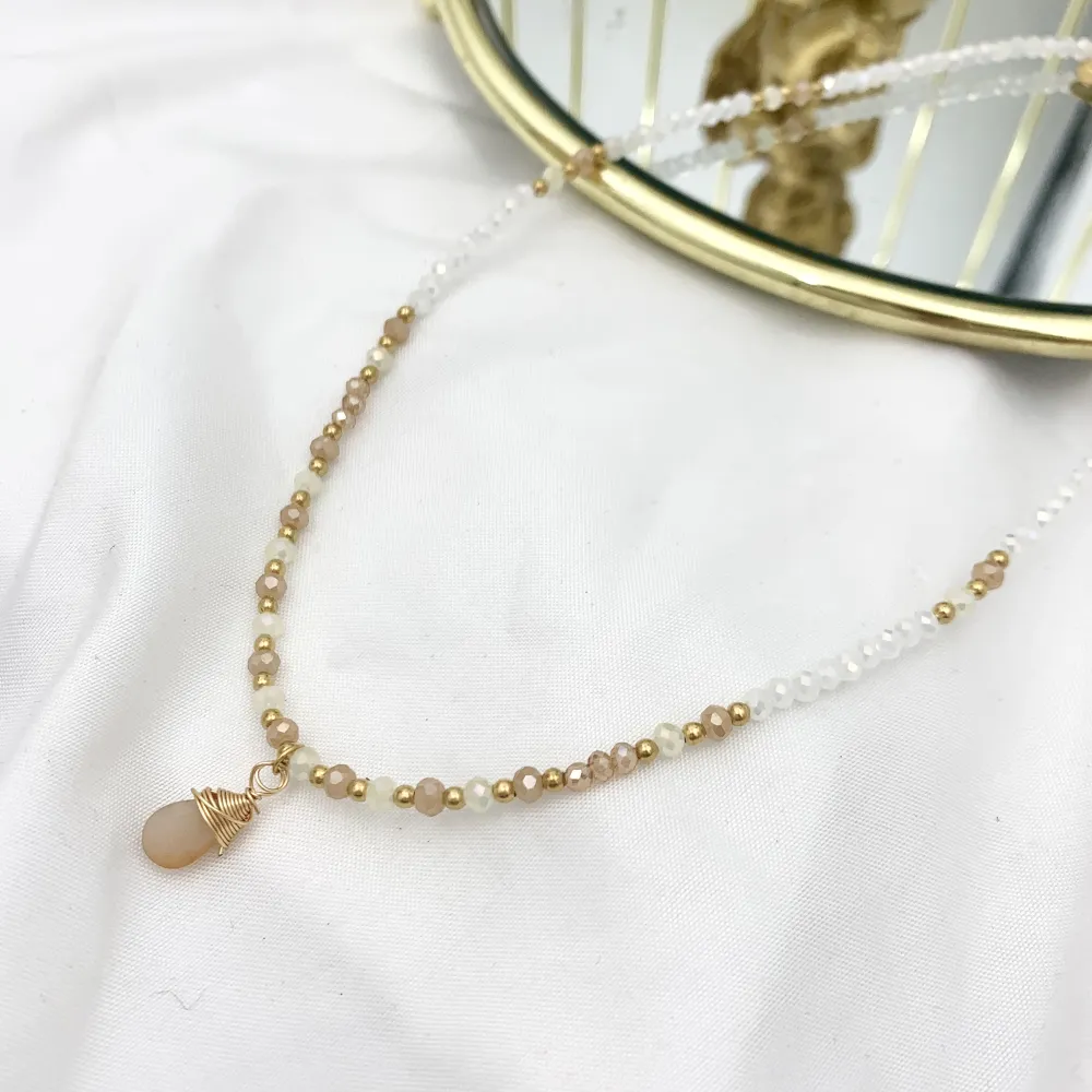 Catena con Perline-Collana Corta in Acciaio - CAC-735-20