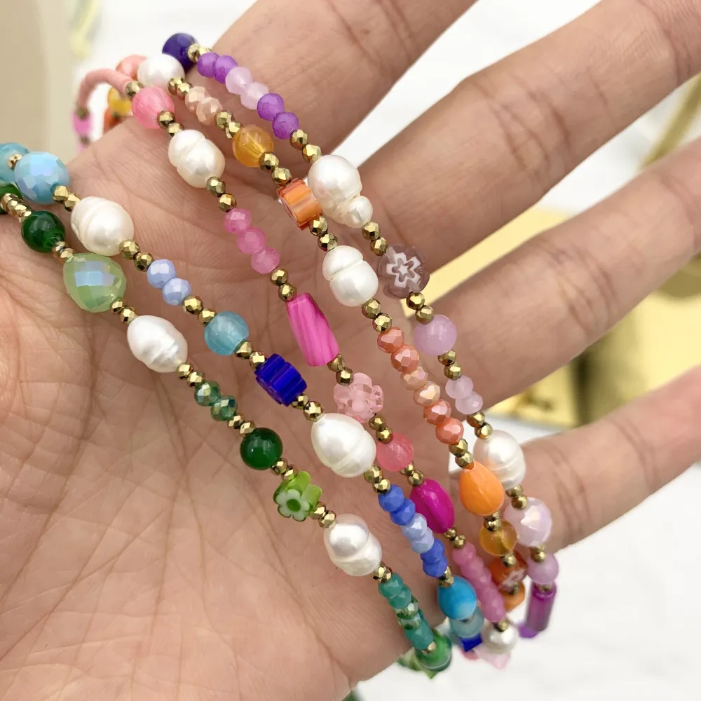 Catena con Perline-Collana Corta in Acciaio - CAC-735-25