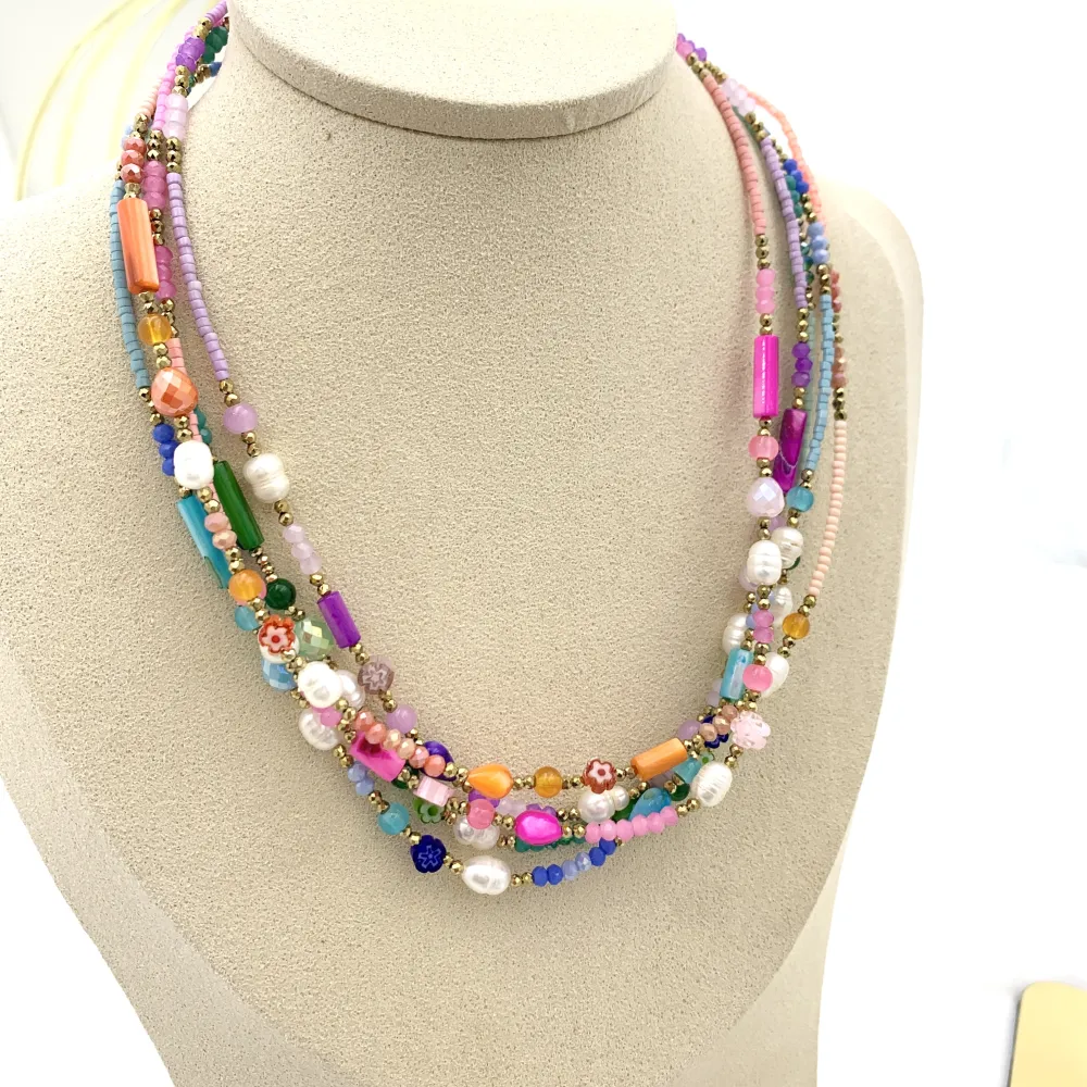 Catena con Perline-Collana Corta in Acciaio - CAC-735-25