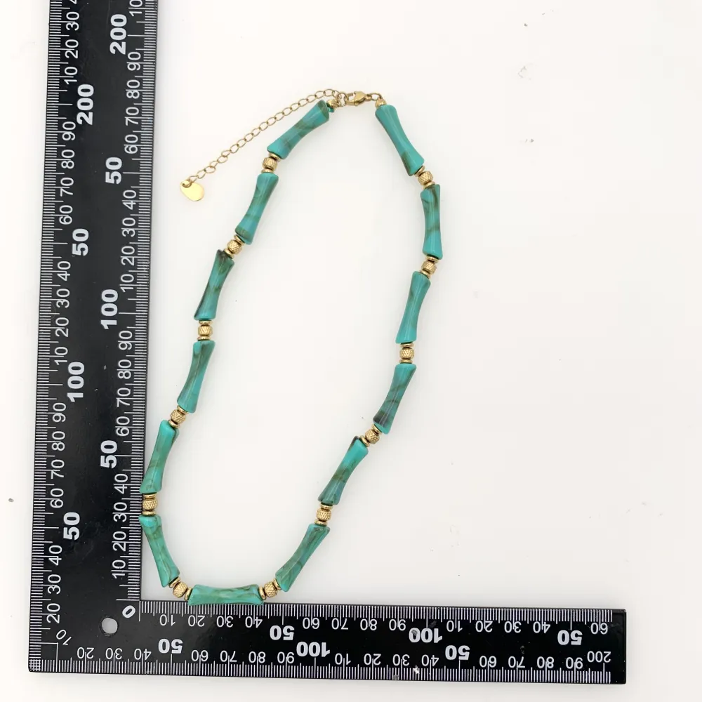 Bambù Colorato - 12pz Collane Corte in Acciaio - CAC-742-249