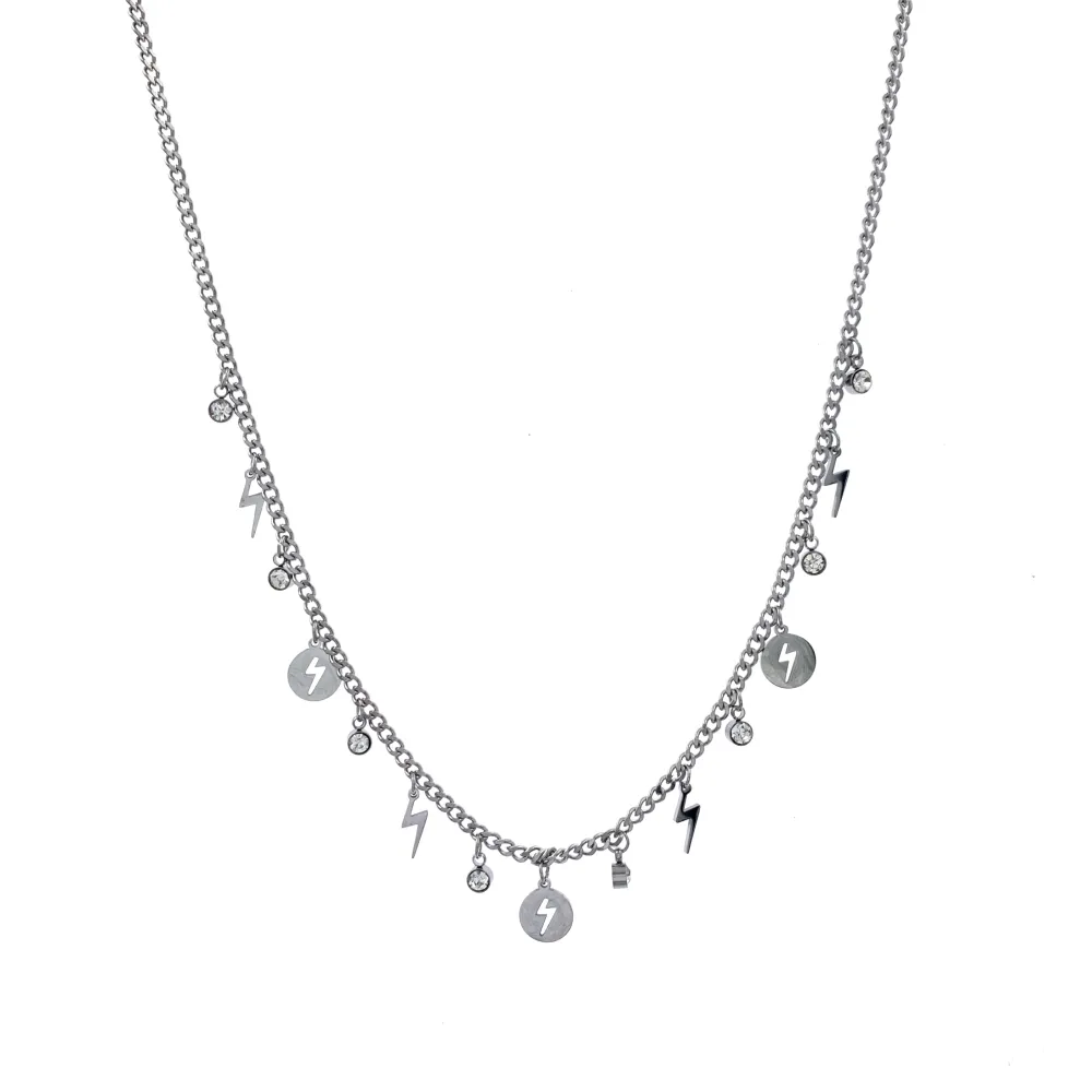 CAC7575-Fulmine-Collana Corta in Acciaio - CAC7575-Fulmine-Collana Corta in Acciaio