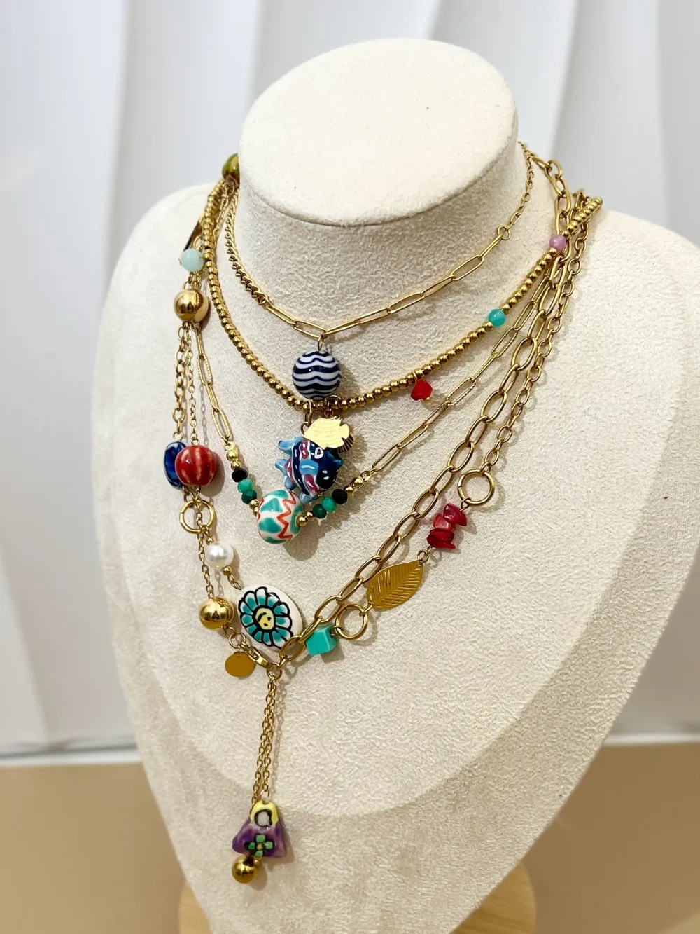 Pallina Ceramica -Collana Corta in Acciaio - CAC-765-53