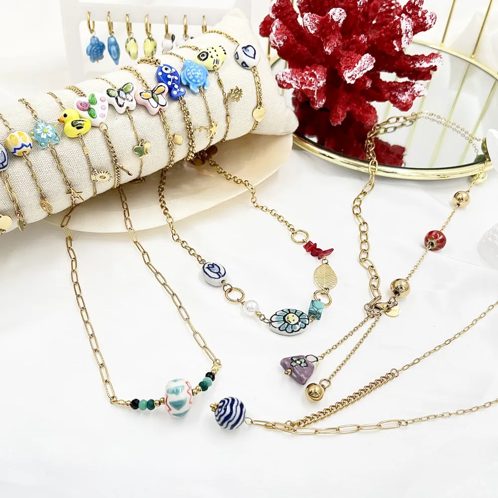 Pallina Ceramica -Collana Corta in Acciaio - CAC-765-54