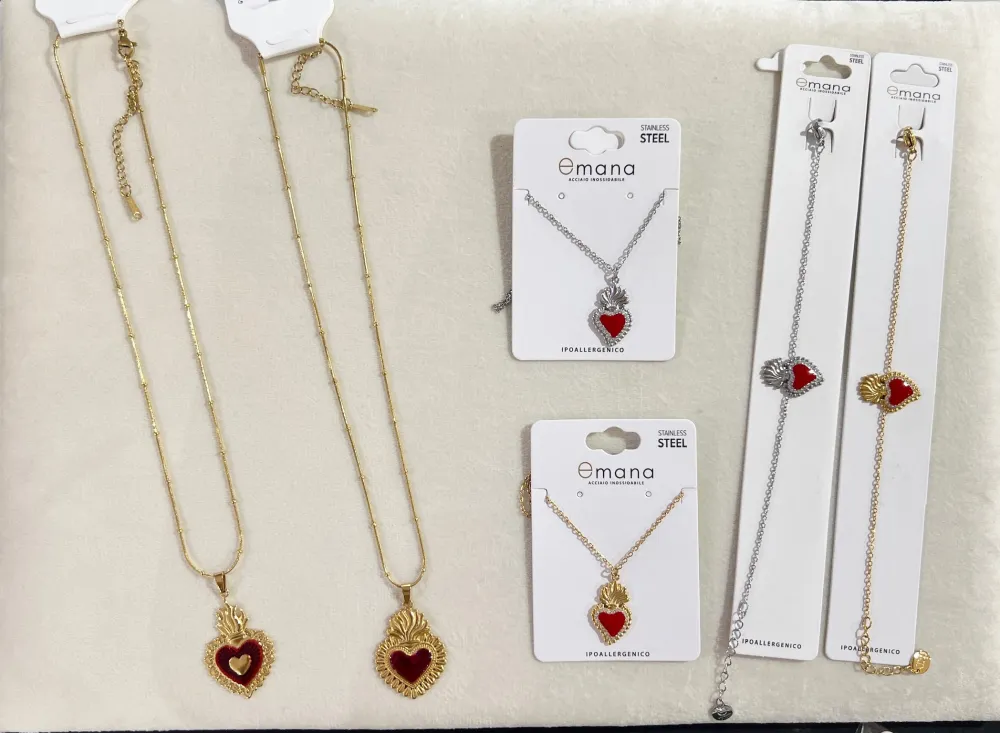 Scro Cuore Smaltato-Collana Girocollo in Acciaio - CAC-783-27