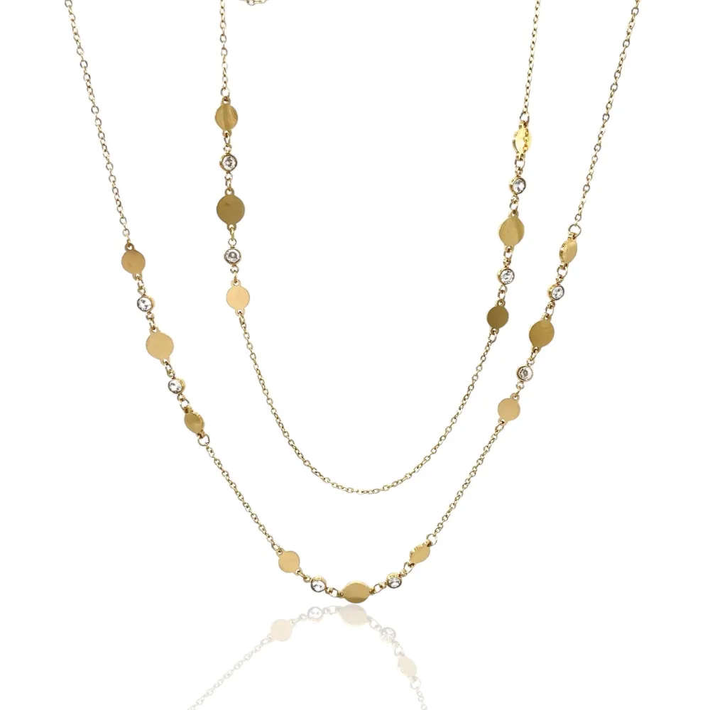 Tondo Punto Luce con Pietra-Collana Lunga in Acciaio - CAL-103-AA2355N