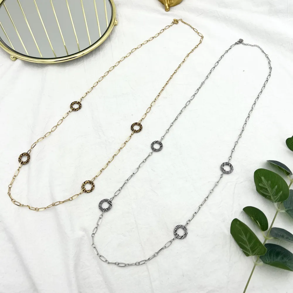 Cerchio con Catena-Collana Lunga in Acciaio - CAL-104-A35