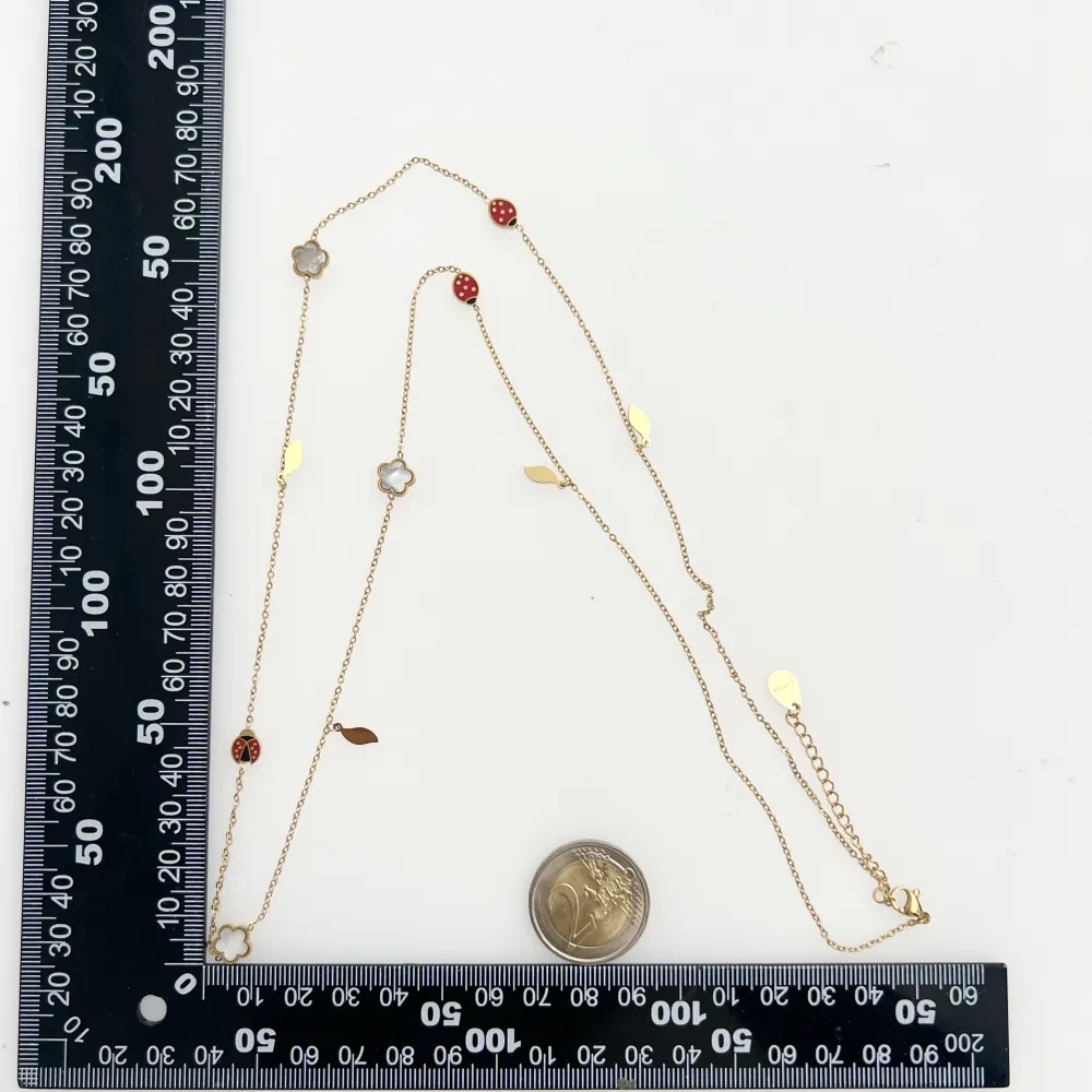 Fiore Coccinella-Collana Lunga in Acciaio - CAL-413-2150