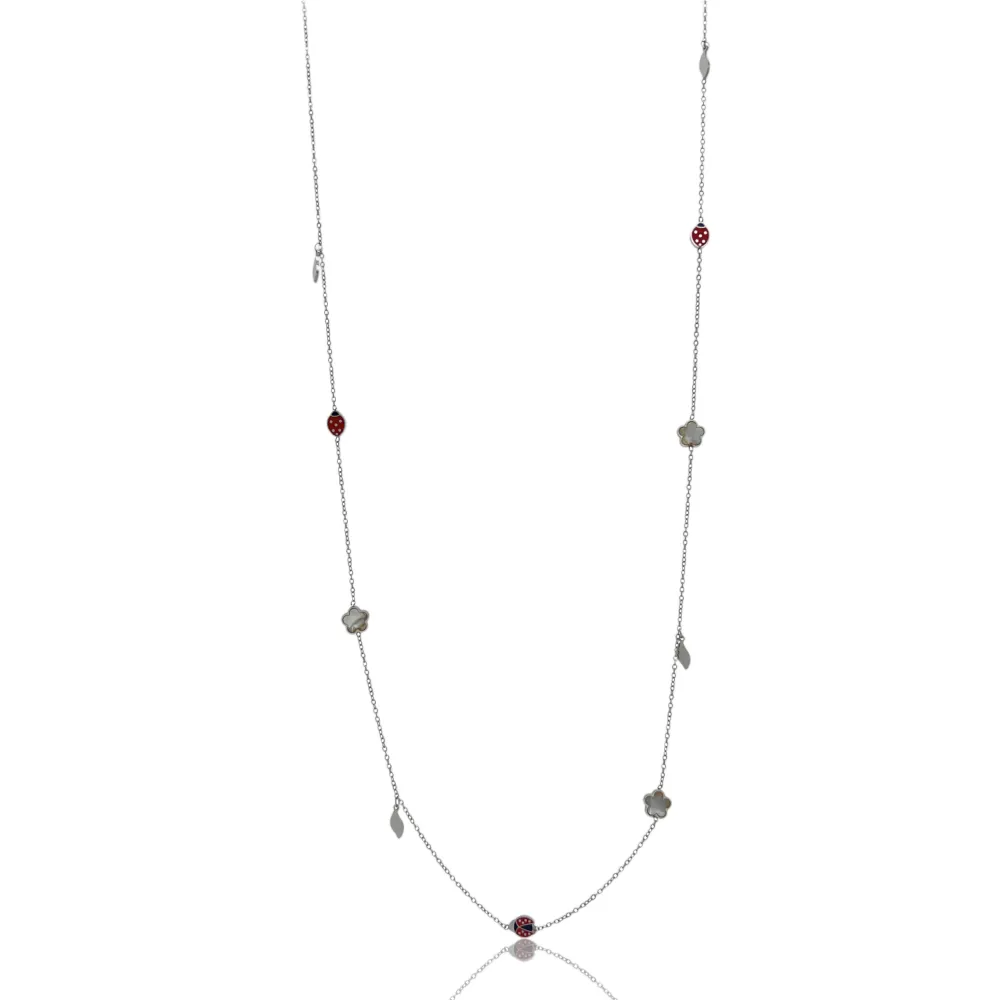 Fiore Coccinella-Collana Lunga in Acciaio - CAL-413-2150