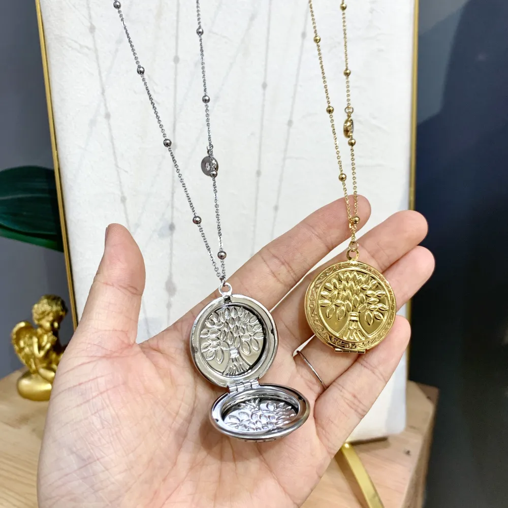 Albero della Vita Apribile -Collana Lunga Portafoto in Acciaio - CAL-413-2205