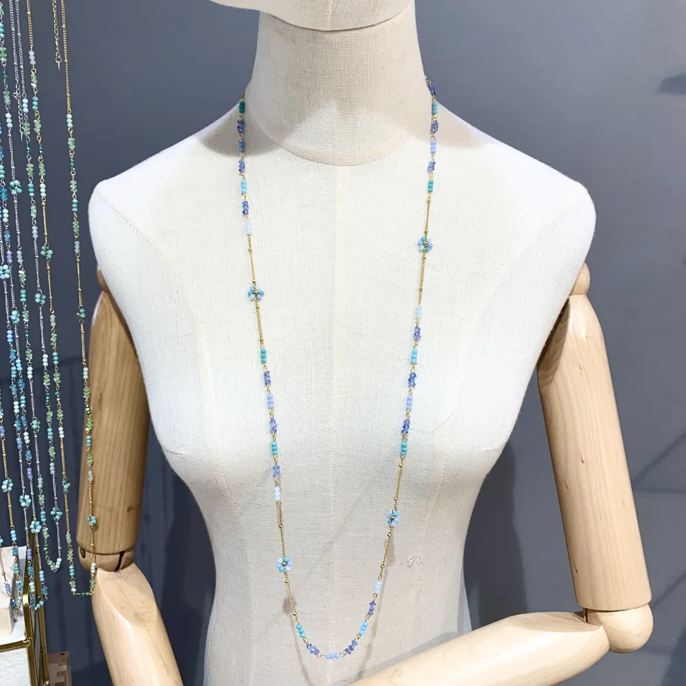 Margherita Fiore Colorato-12pz Collane Lunghe in Acciaio - CAL-735-27