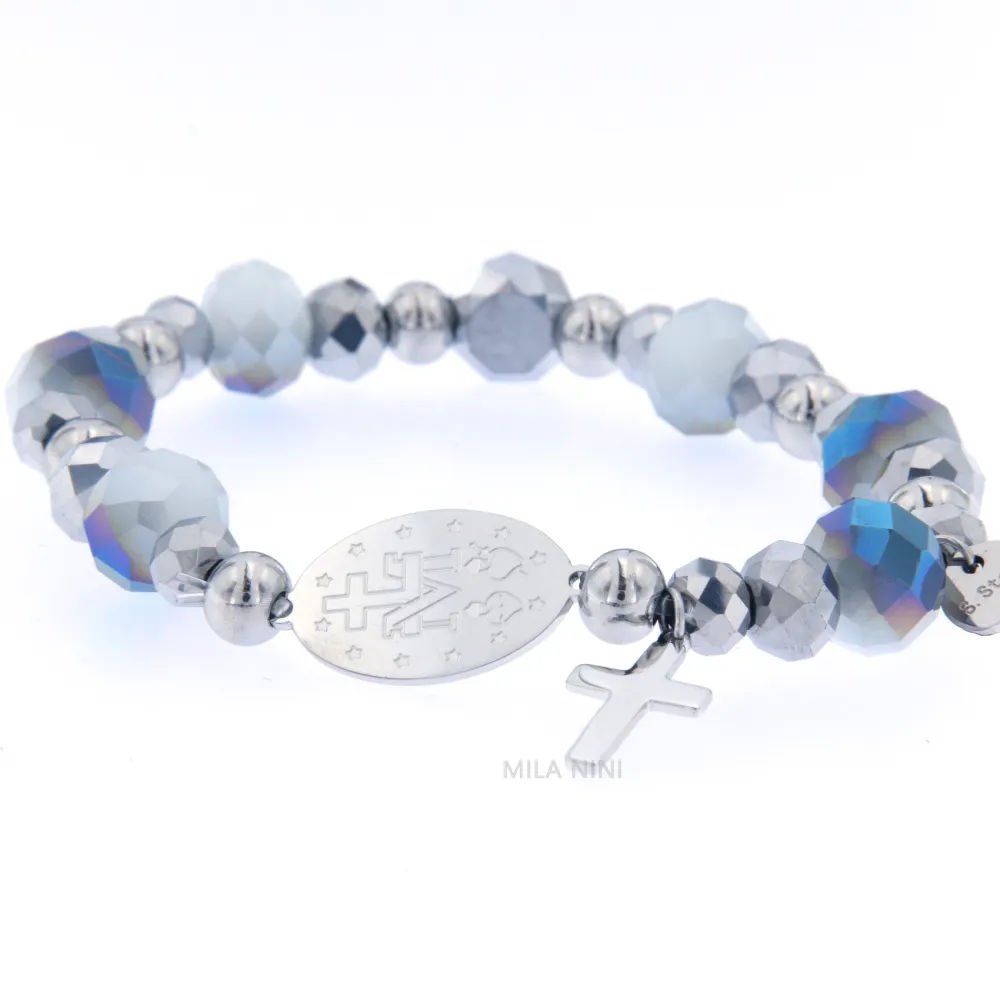 CBAE Madonna - Bracciale Elastico Cristalli Acciaio 1017 - CBAE Madonna - Bracciale Elastico Acciaio 1017