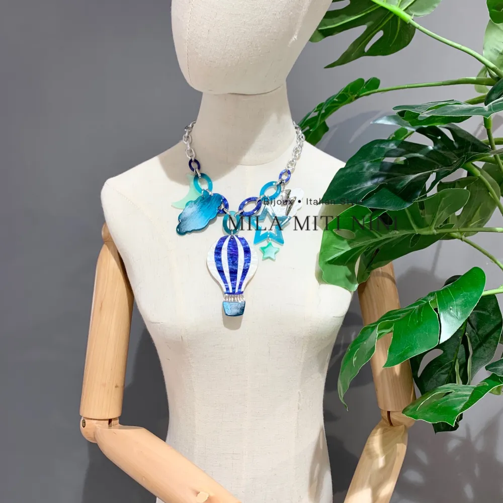 Mongolfiera-Collana Corta in Resina - CMC-11725