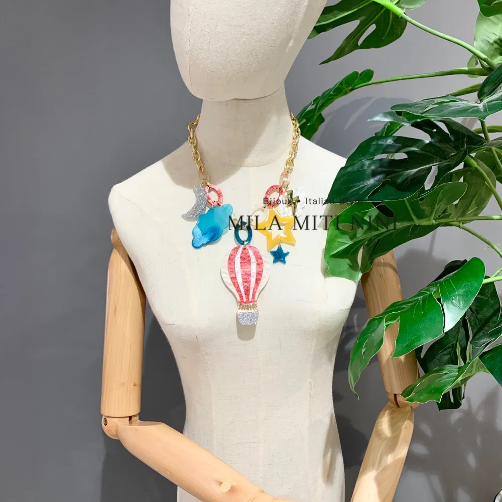 Mongolfiera-Collana Corta in Resina - CMC-11725