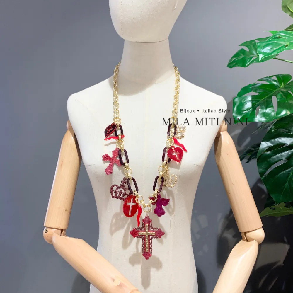 Croce Angelo  -Collana Lunga in Resina - CML-13370AW