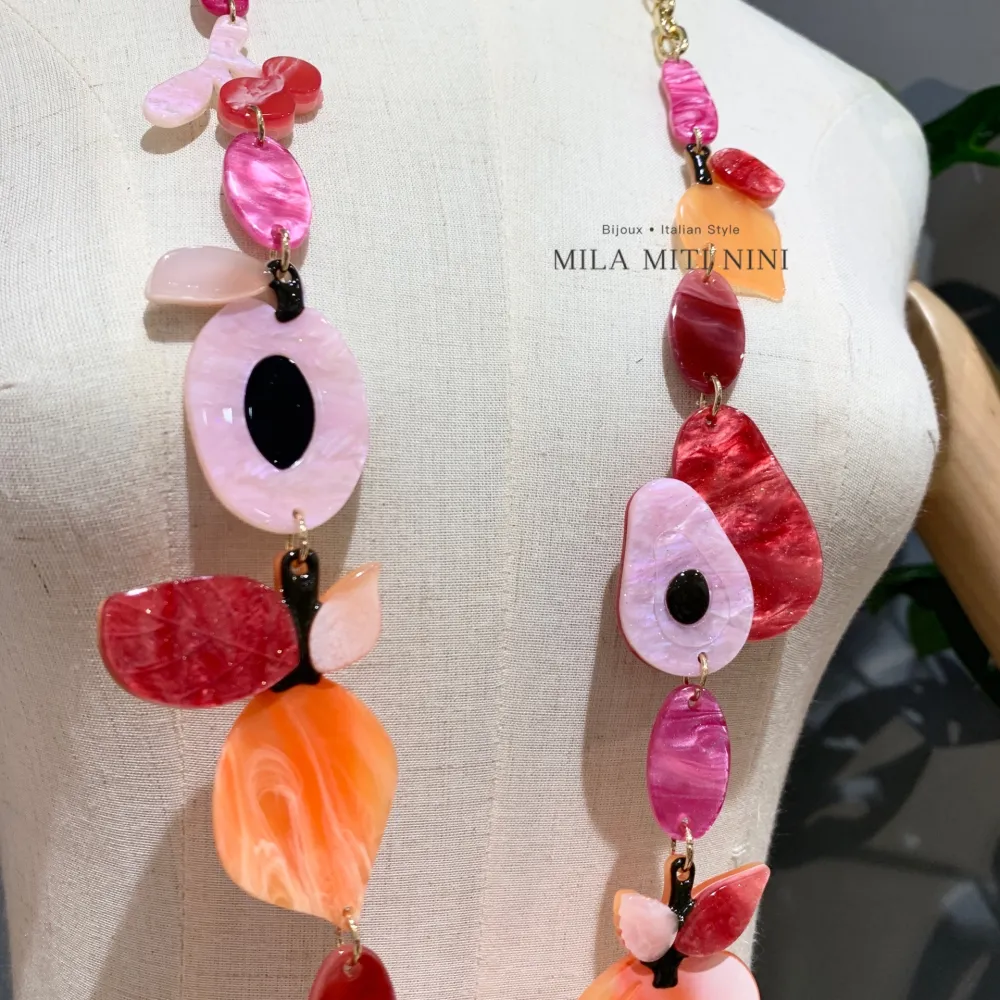 Frutta Pera-Collana Lunga in Resina - CML-13727