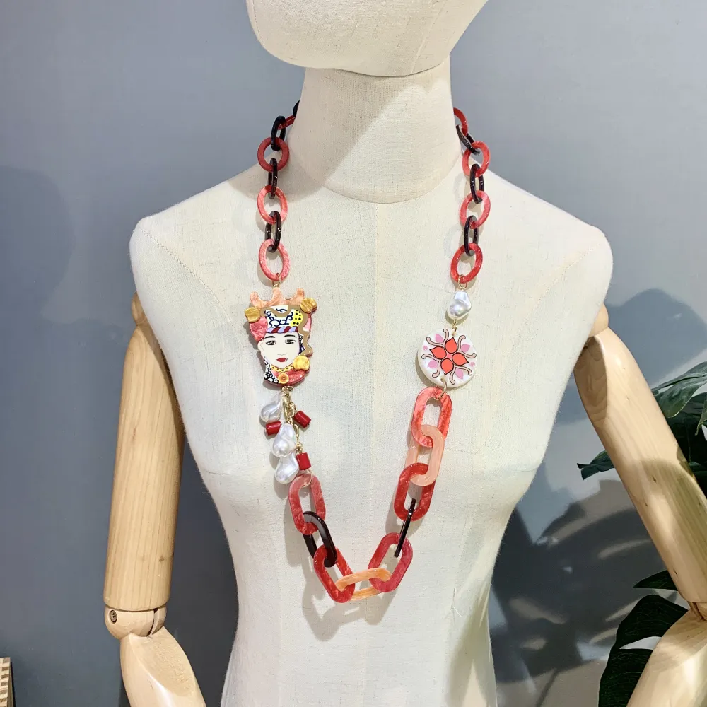 Testa di Moro-Collana Lunga Moda - CML-15341-A