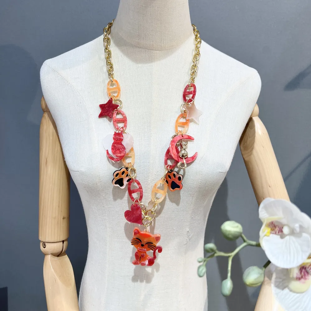 Gatto-Collana Lunga Moda in Resina - CML-YXL13369