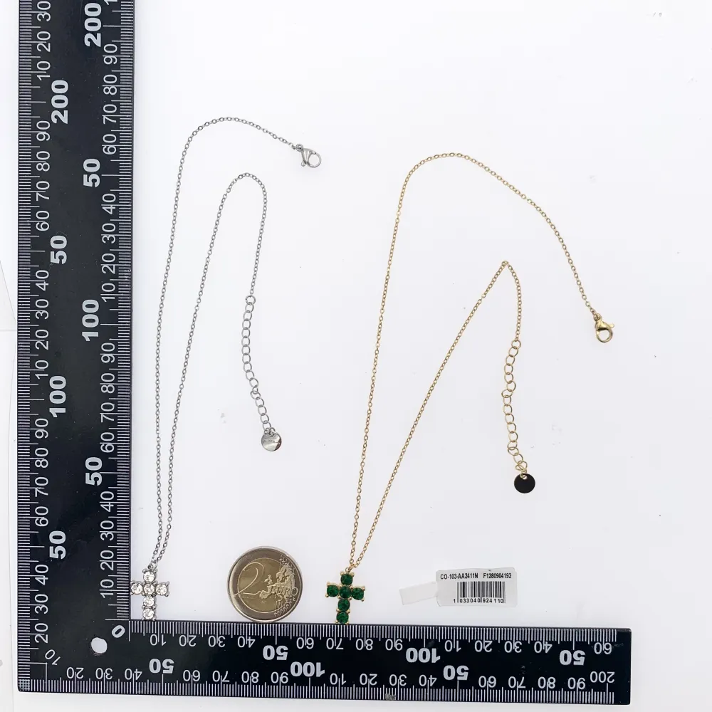 Croce con Zirconia-12pz Collane Corte in Acciaio - CPA-103-AA241N