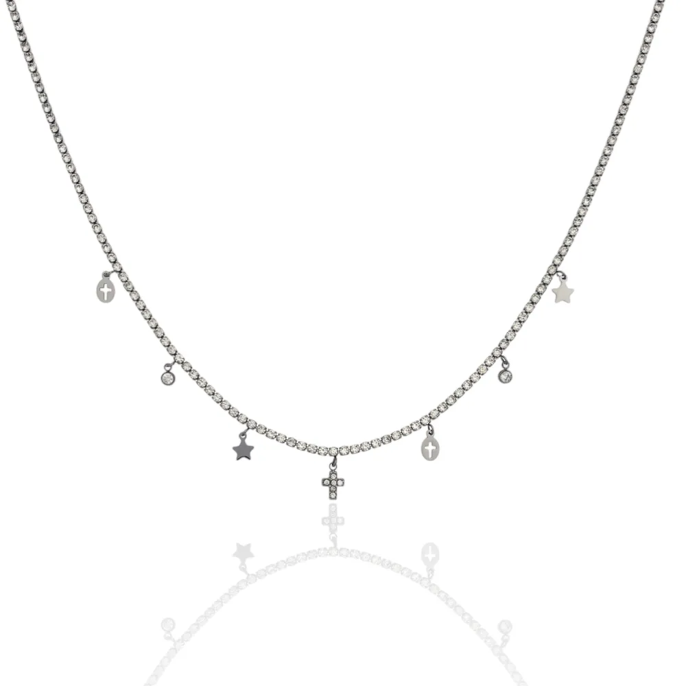 Tennis con Ciondoli-12pz Collane in Acciaio - CPA-103-AA4127N