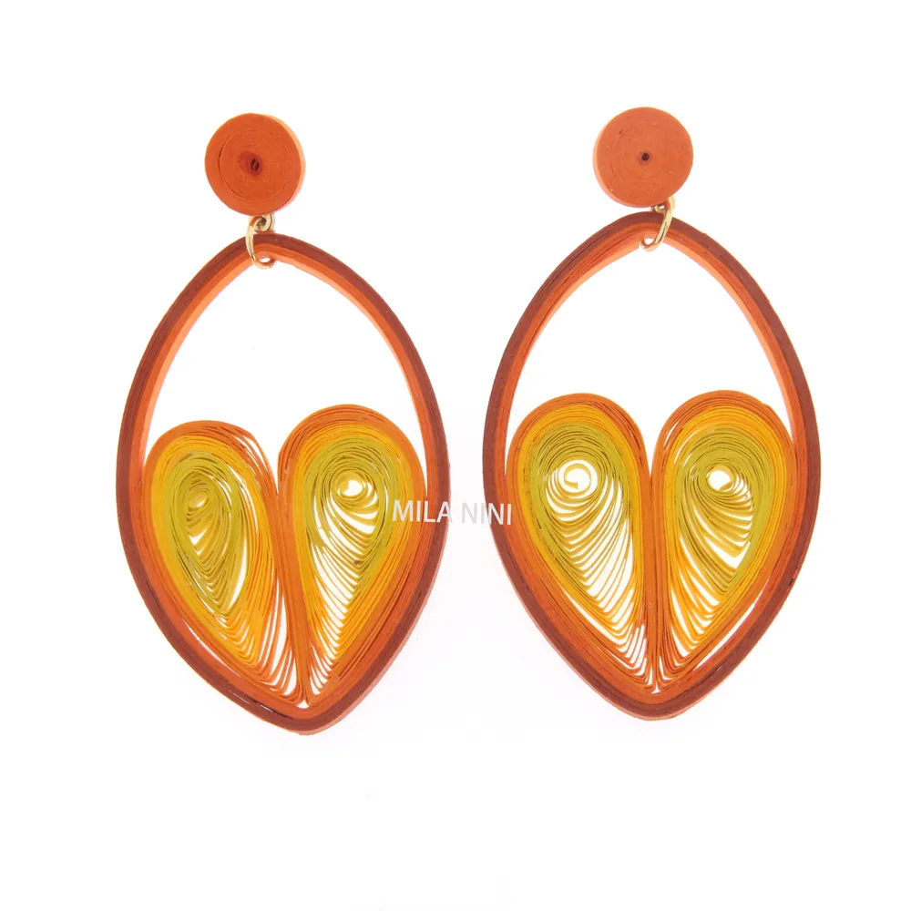 Orecchini handmade in carta - Cuore pendente-Oreccchini carta