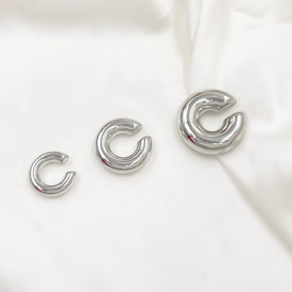 Cerchio Bombato Grande 10x30mm-Earcuff in Acciaio - EAK-103-AA4715E L