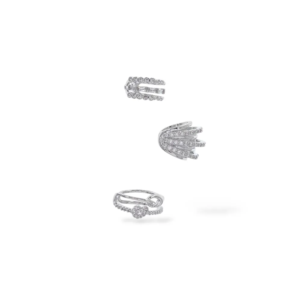 Set 3Pz  -Earcuff con Zirconia - EAK-506-305