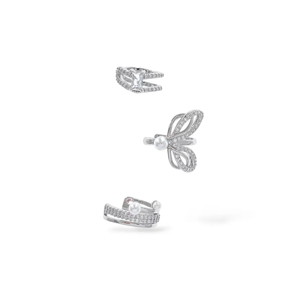 Set 3Pz  -Earcuff con Zirconia - EAK-506-307
