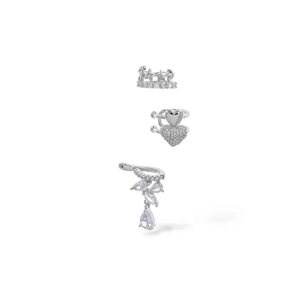 Set 3Pz  -Earcuff con Zirconia - EAK-506-309