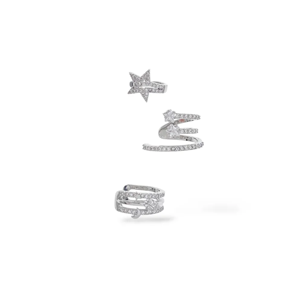 Set 3Pz  -Earcuff con Zirconia - EAK-506-310