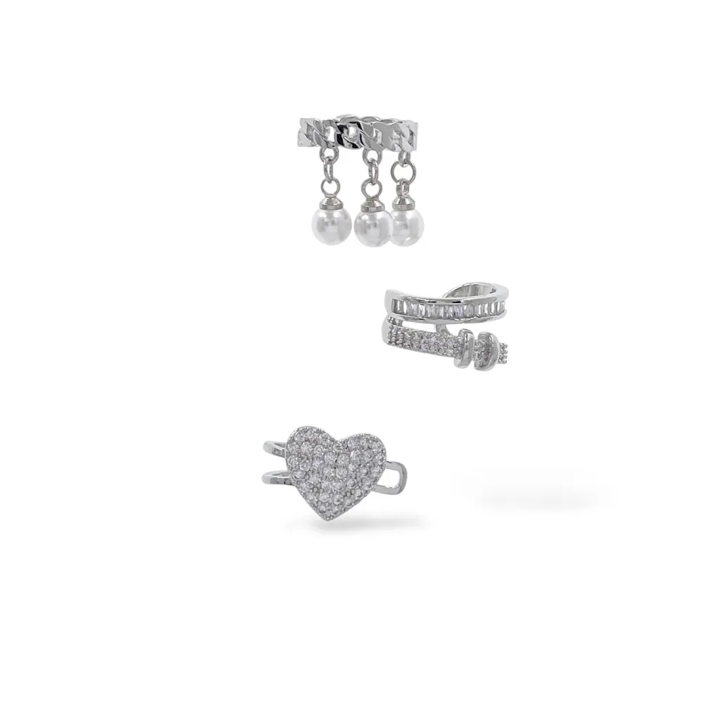 Set 3Pz  -Earcuff con Zirconia - EAK-506-313