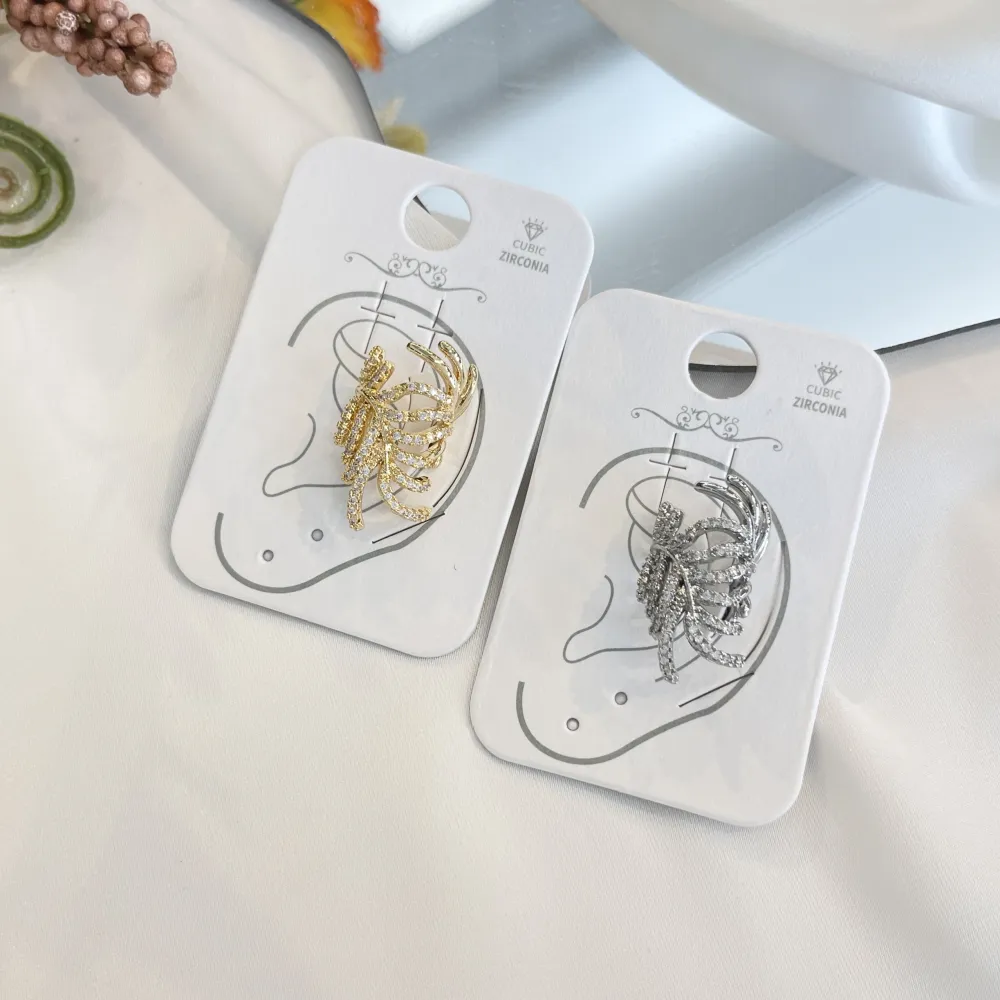 Piuma con Zirconia-Earcuff in Ottone - EAK-506-332