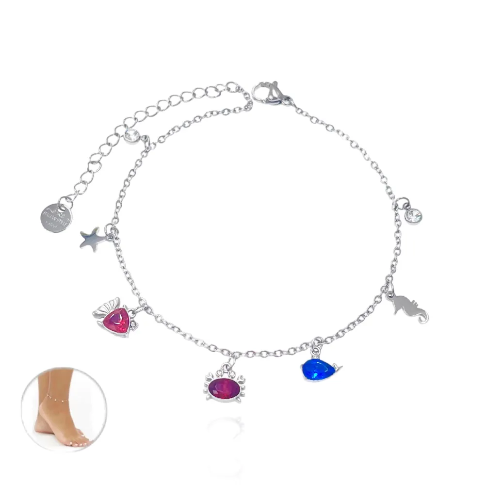 Mare con Zirconia-Cavigliera in Acciaio - KAV-103-AA2746B