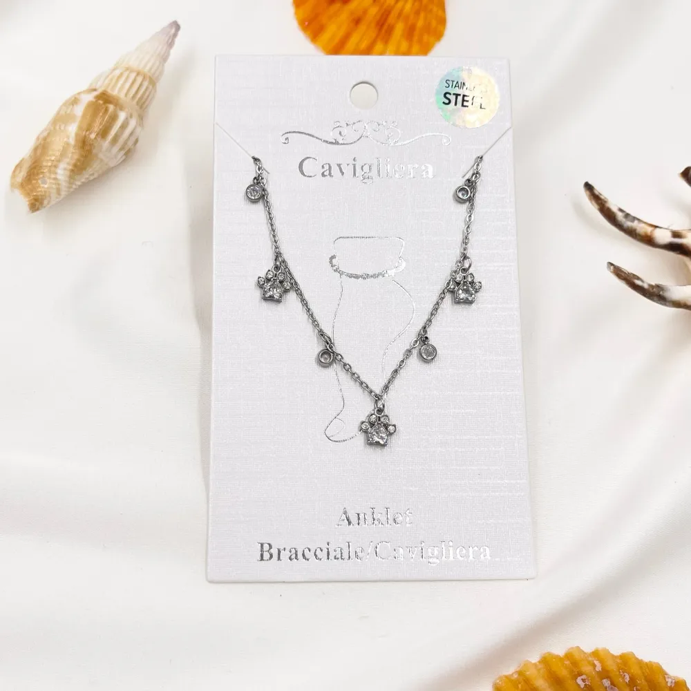 Zampa con Zirconia-Cavigliera in Acciaio - KAV-103-AA2769B