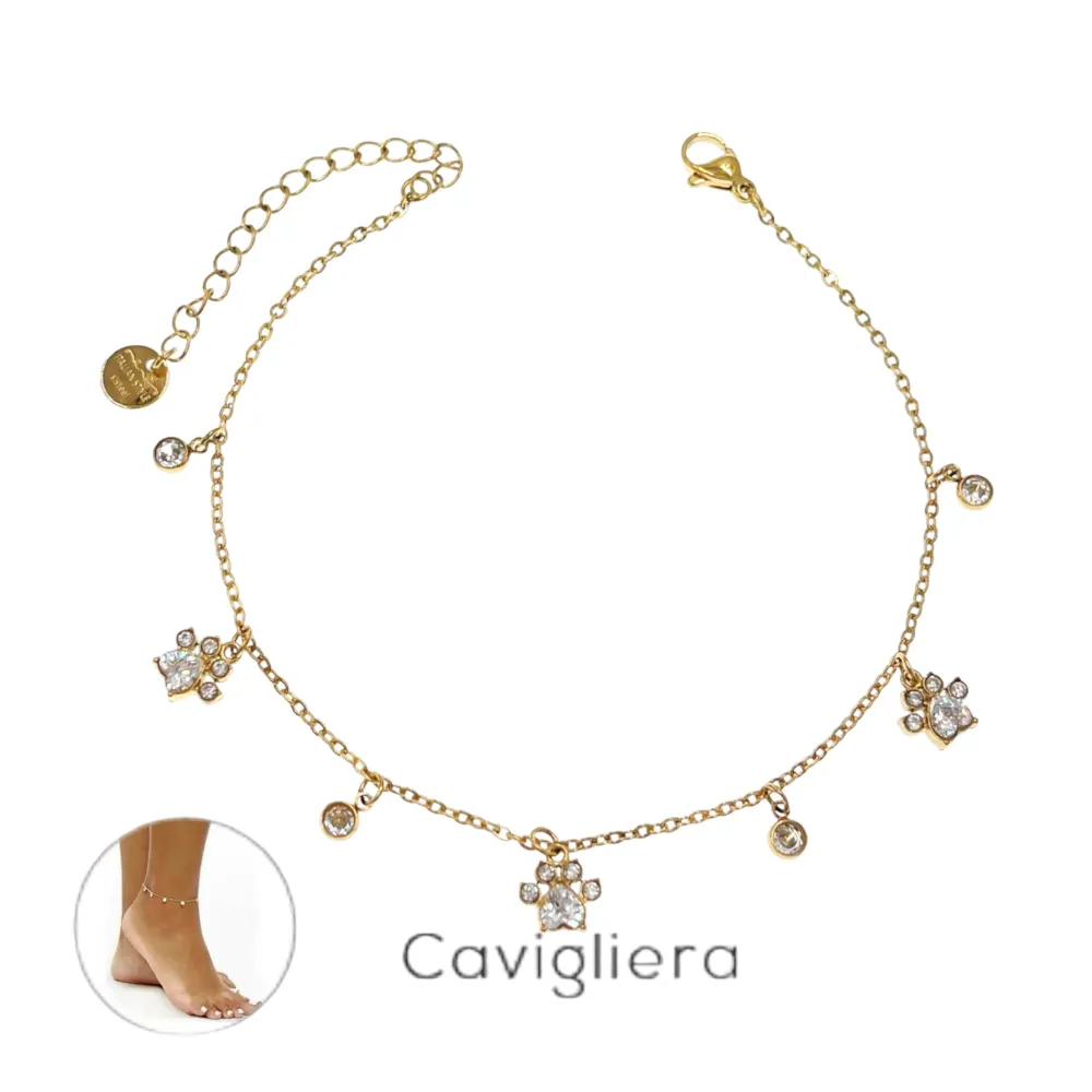 Zampa con Zirconia-Cavigliera in Acciaio - KAV-103-AA2769B