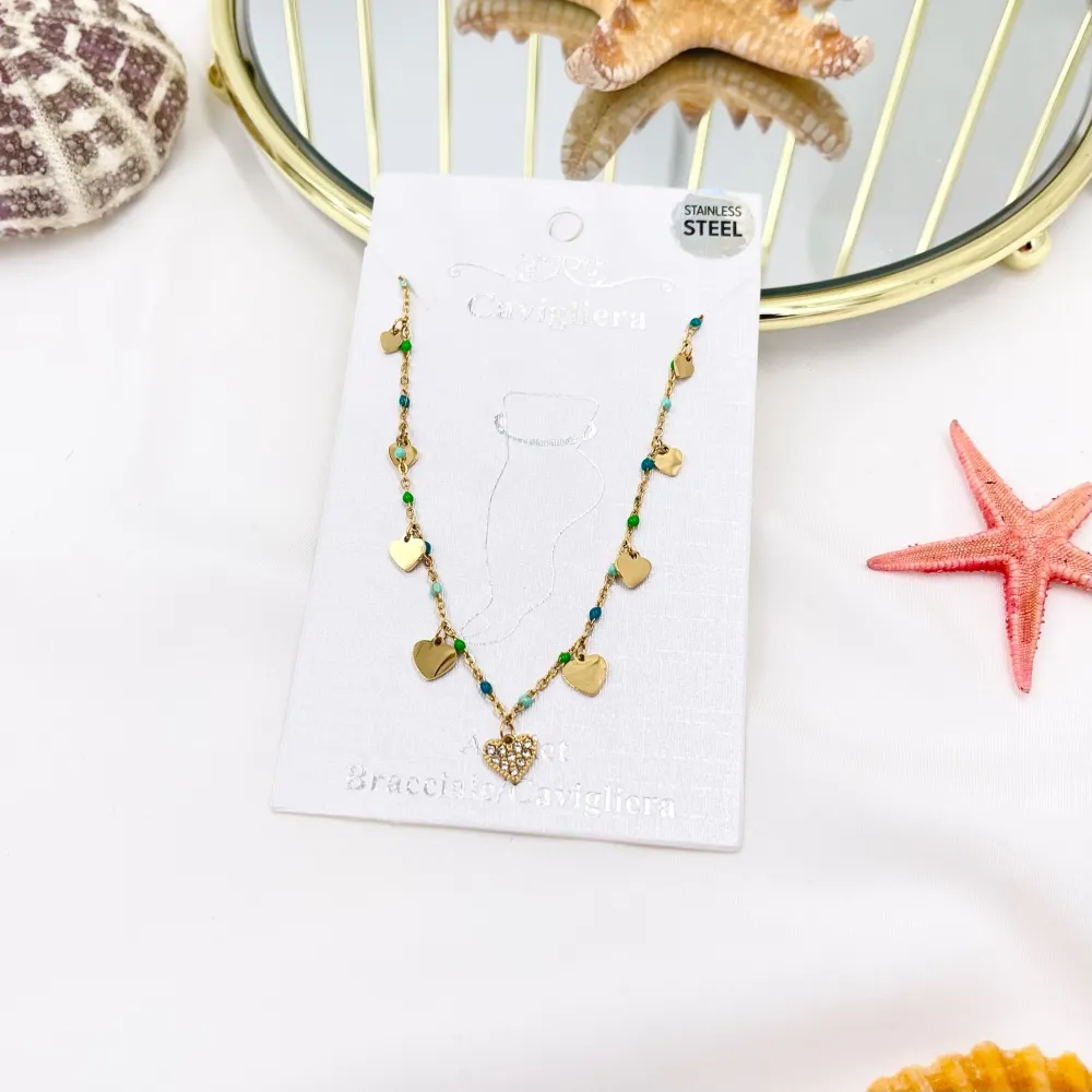 Cuore Smaltato-Cavigliera in Acciaio - KAV-103-AA3439B