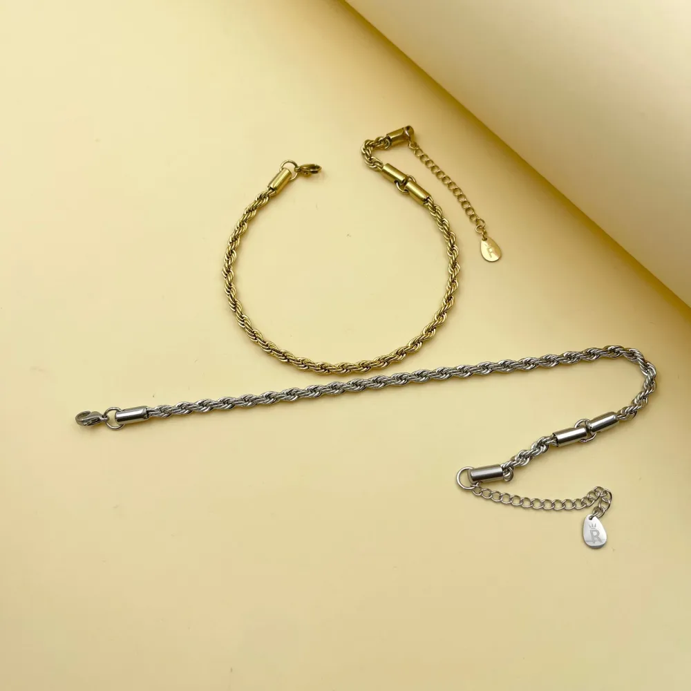 Catena Intrecciato Grande-Cavigliera in Acciaio - KAV-413-1584R 4mm