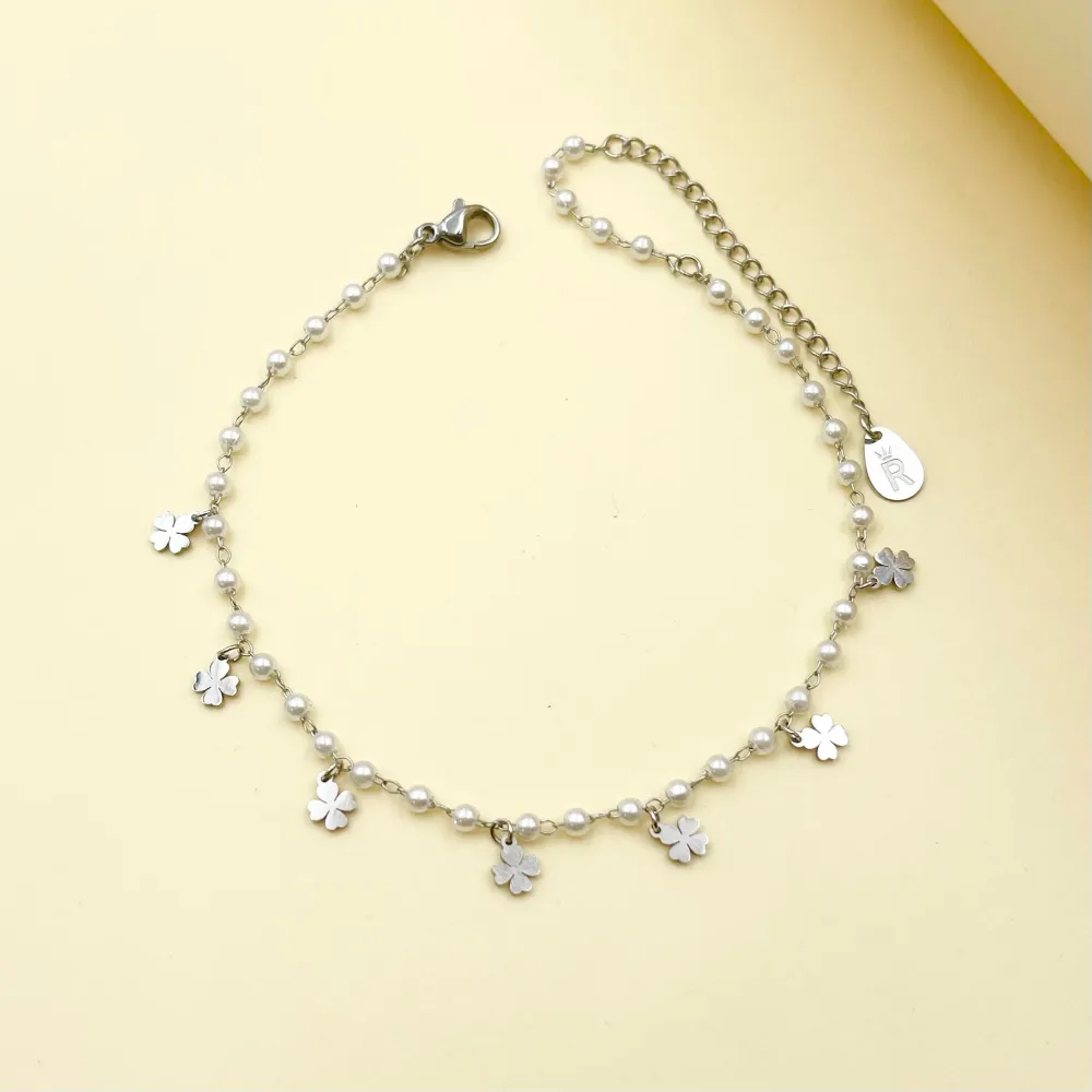 Quadrifoglio Perla-Cavigliera in Acciaio - KAV-413-1716