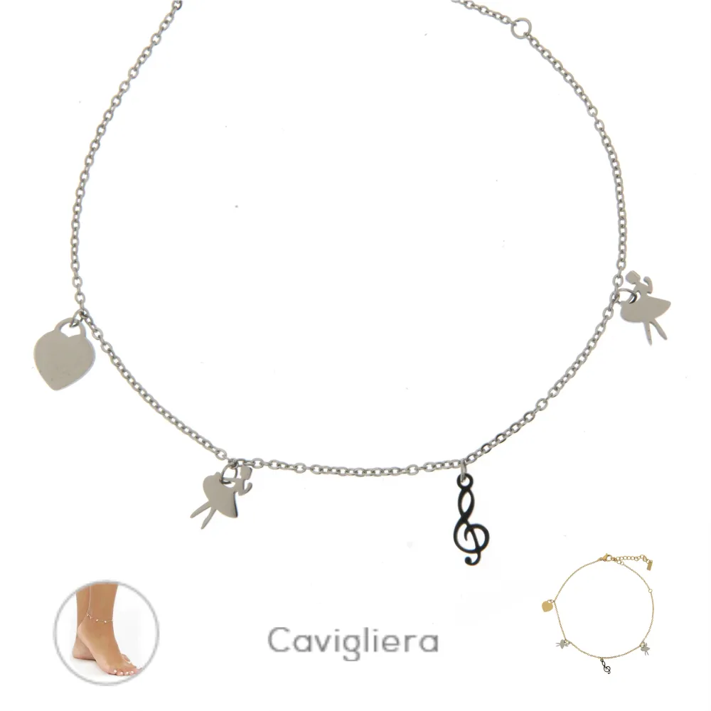Ballerina Nota Musicale 3077 - Cavigliera in Acciaio - KAV-413-182