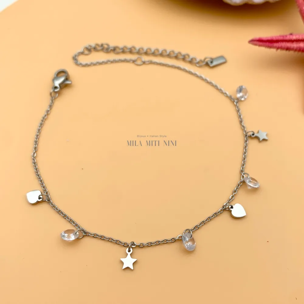 KAV7724-Stella Cuore Zirconia-Cavigliere in Acciaio - KAV-413-212