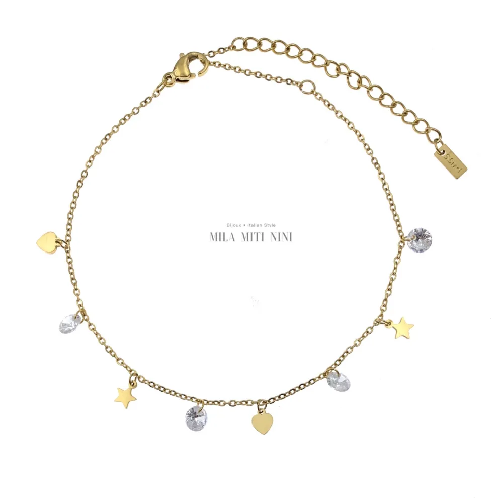 KAV7724-Stella Cuore Zirconia-Cavigliere in Acciaio - KAV-413-212